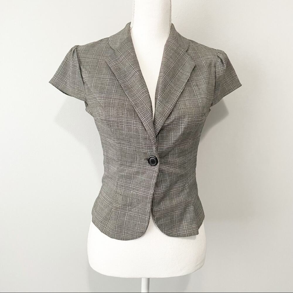 Wet seal plaid cap sleeve crop jacket medium Y2K 2000s short sleeve